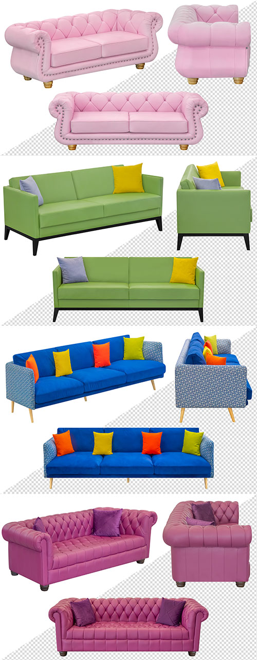 Sofa and different angles interior element design template psd