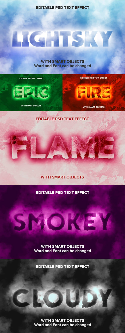 Psd Editable smoke text effect design template