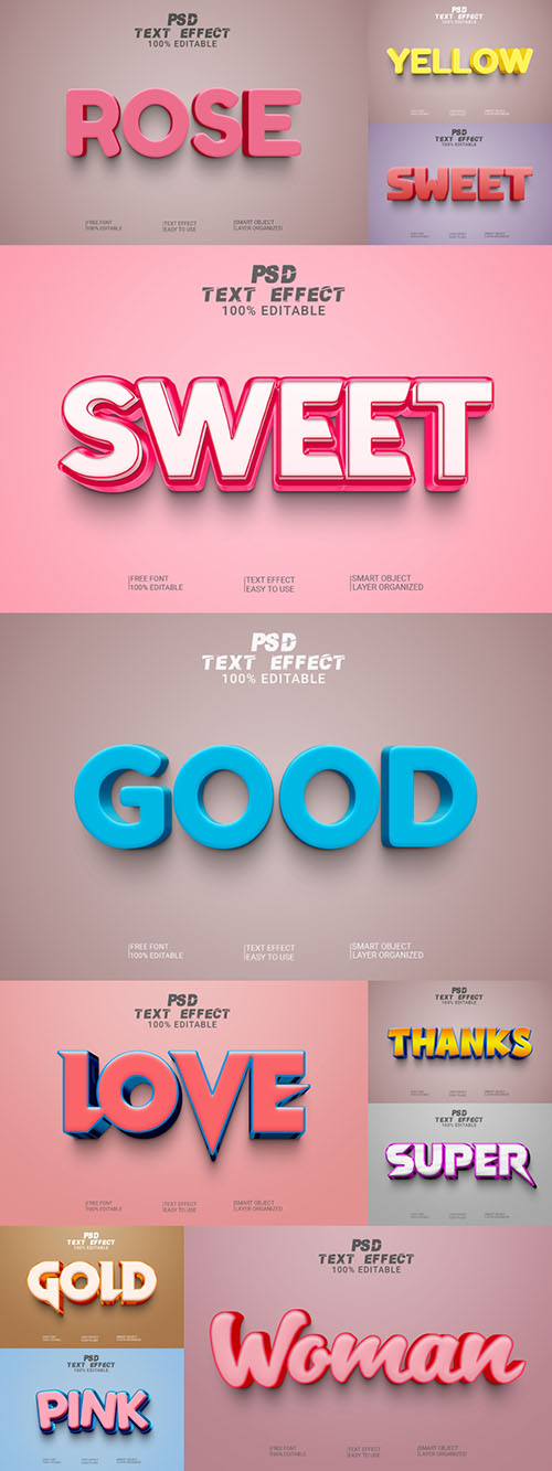 Psd style text effect editable design template set vol 222 