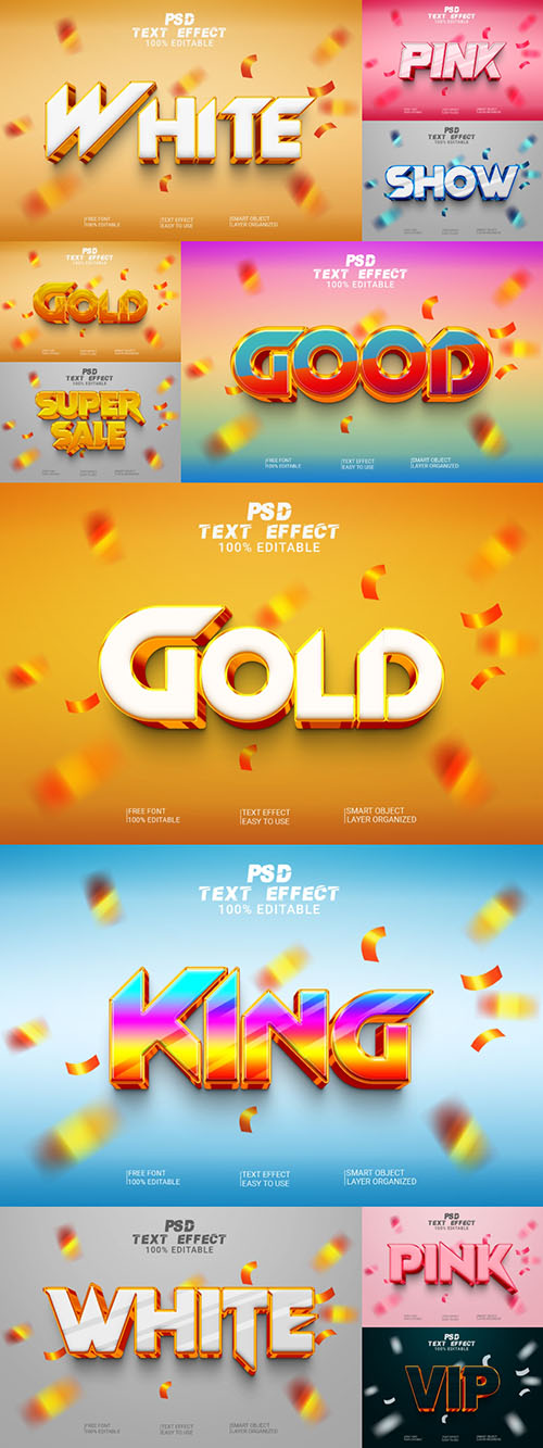 Psd style text effect editable design template set vol 218 
