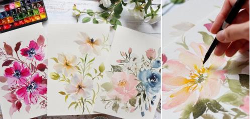 15-day Watercolor Floral Exploration Create Stunning Color Combinations