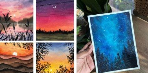 Therapeutic Watercolors  Paint 5 Beautiful Landscapes Under 30 Minutes
