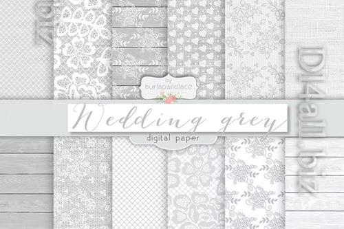 Grey wedding digital paper pack design
