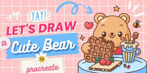 Bear– y Delicious Drawing an Adorable Bear Eating Waffles  Procreate –  Download Free