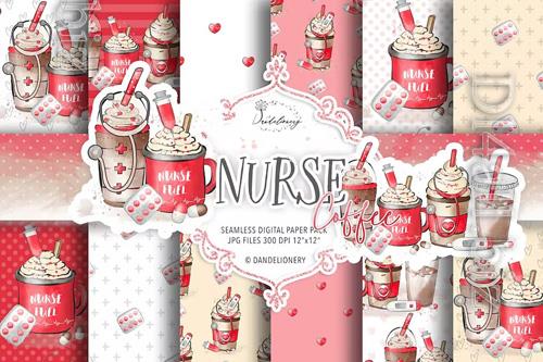 Nurse Coffee digital paper pack design
