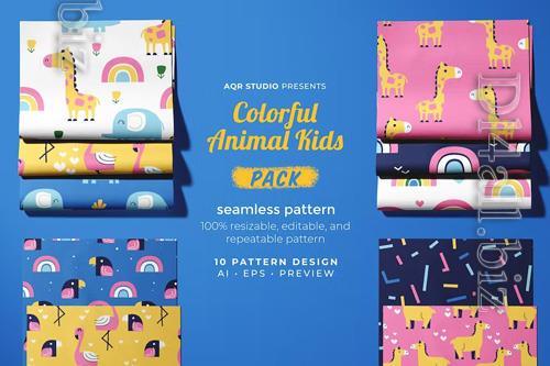 Colorful Animal Kids - Seamless Pattern Design  Collection