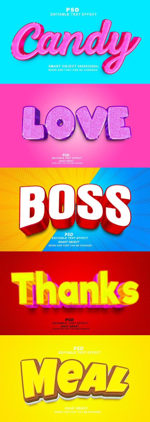 Psd style text effect editable set vol 273 