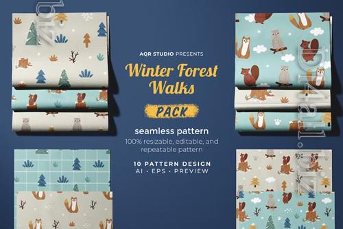 Winter Forest Walks - Seamless Pattern Design  Collection