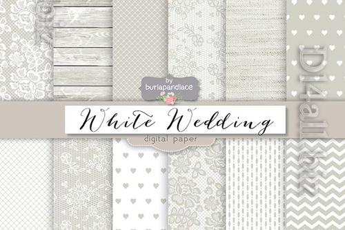 White wedding digital paper pack design