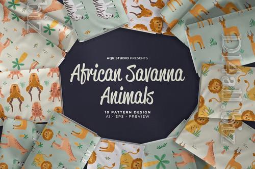 African Savanna Animals - Seamless Pattern Design