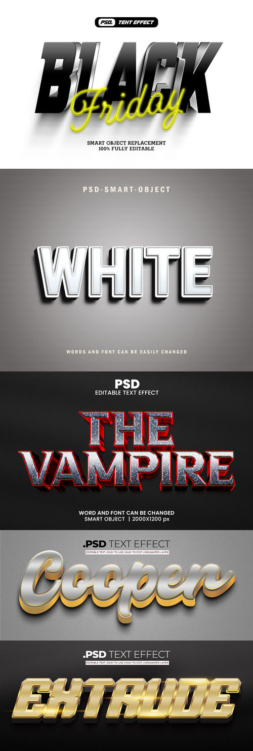 Psd style text effect editable set vol 283 