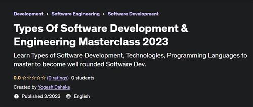 Types Of Software Development & Engineering Masterclass 2023