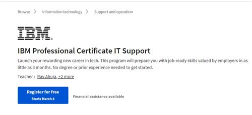 Coursera –  IBM IT Support Professional Certificate –  Download Free