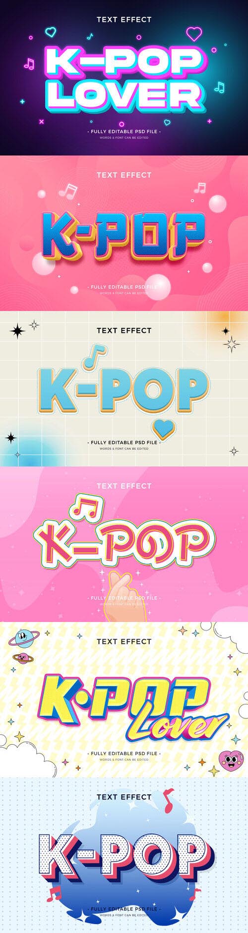 PSD k-pop text effect template set 