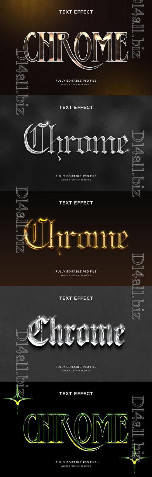 PSD chrome text effect template set