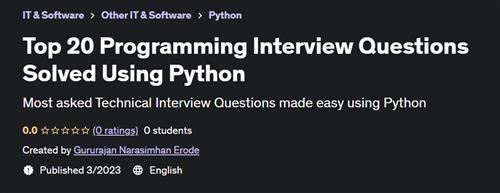 Top 20 Programming Interview Questions Solved Using Python –  Download Free