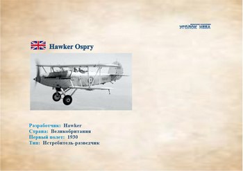 Английский истребитель-разведчик Hawker Ospray
