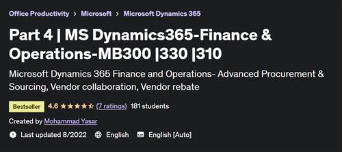 Part 4  MS Dynamics365-Finance & Operations-MB300 330 310