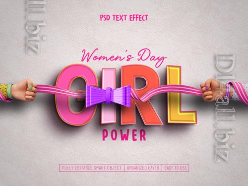 PSD girls, womens day text effect design