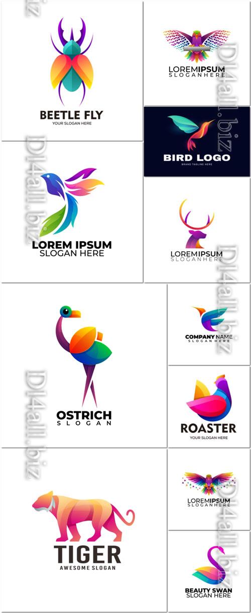 Vector colorful gradient modern logo set