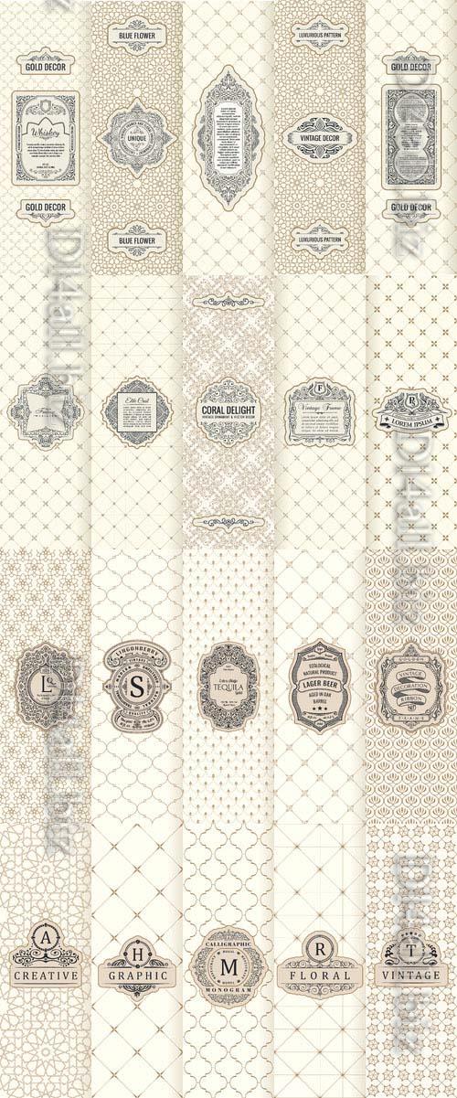 Vintage labels and vector frame packaging for product