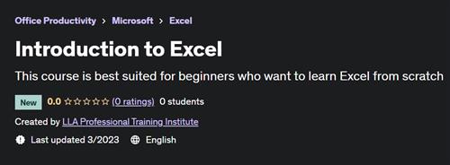 Introduction to Excel by LLA Professional Training Institute