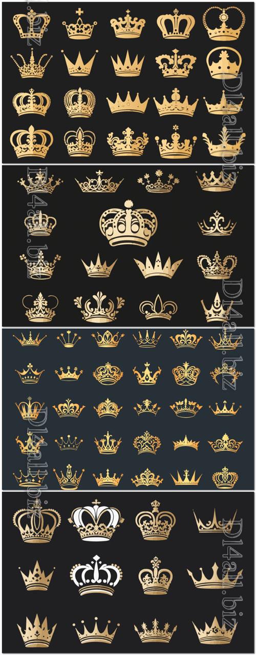 Vector silhouettes crowns set illustration vector design collection