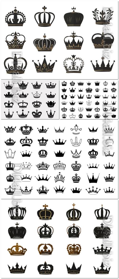 Silhouettes crowns set illustration vector design collection