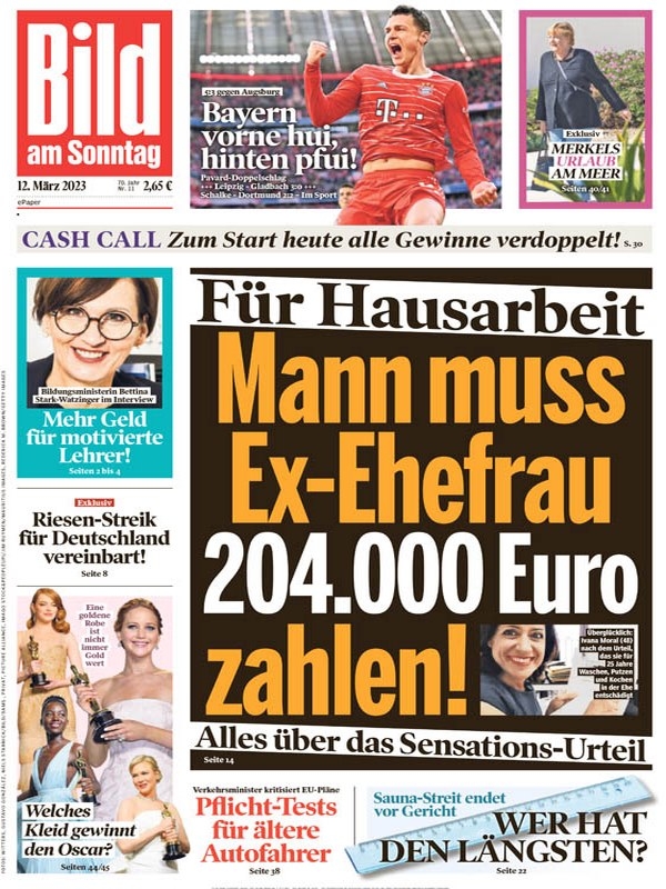 Bild am Sonntag vom 12 März 2023