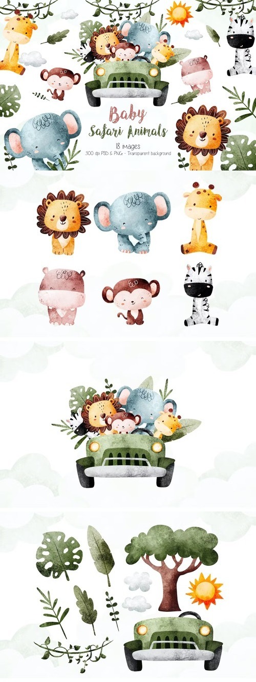 Baby Safari Animals Clipart Design Baby Safari Animals Clipart Design