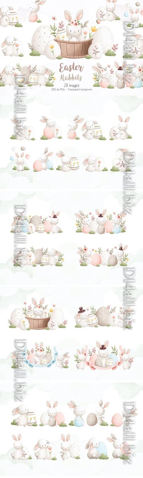 Easter Rabbits Clipart Beautiful Design