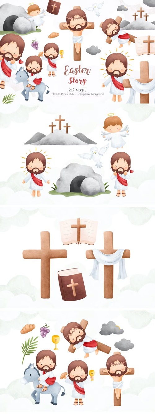 Easter Story Clipart Design 