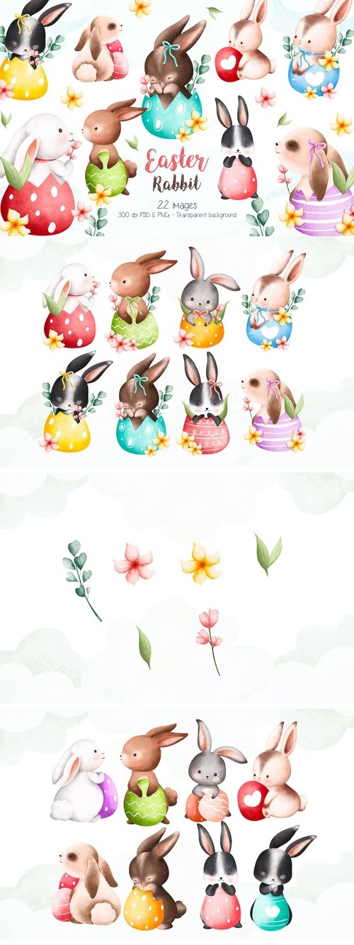 Easter Rabbit Clipart Design 