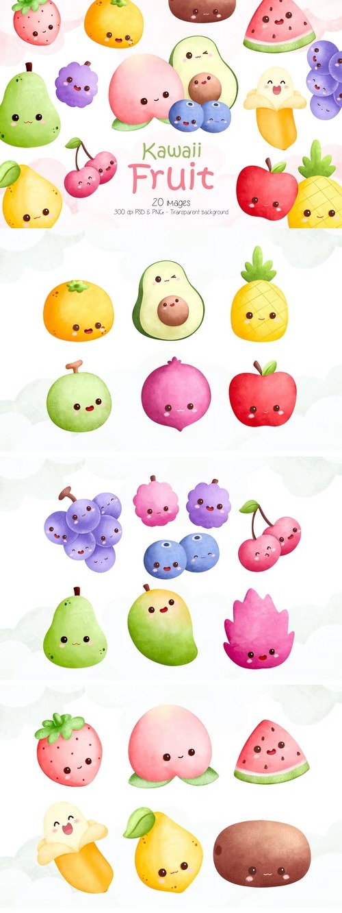 Fruit Character Clipart Design 