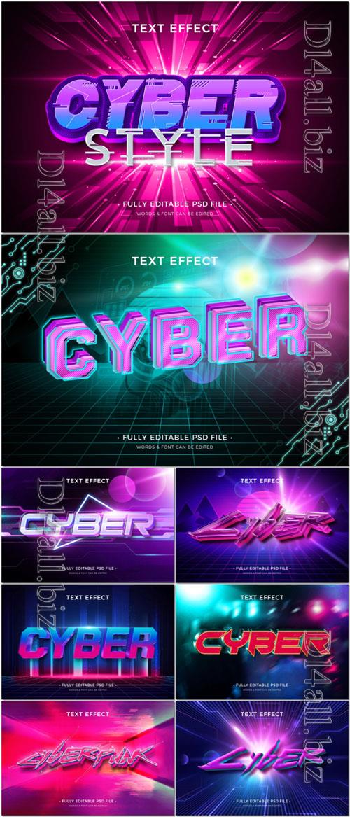 PSD cyberstyle neon text effect design