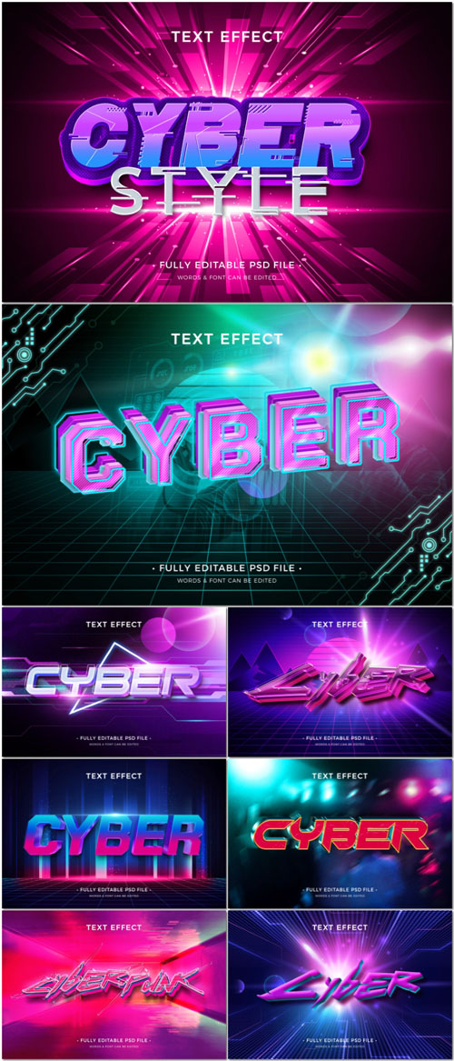 PSD cyberstyle neon text effect design
 