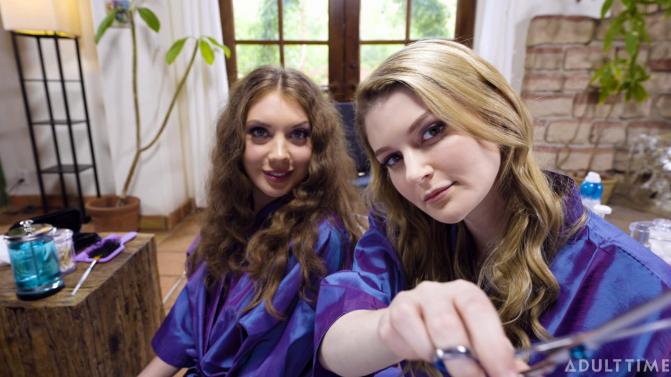 [AdultTime.com] Elena Koshka and Bunny Colby - ASMR Fantasy - Hair Stylists Give You Personal Attention [2022.05.03, Lesbian, 2160p, SiteRip]