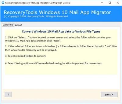 RecoveryTools Windows 10 Mail App Migrator  4.3