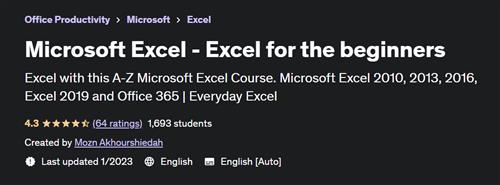 Udemy - Microsoft Excel - Excel for the beginners