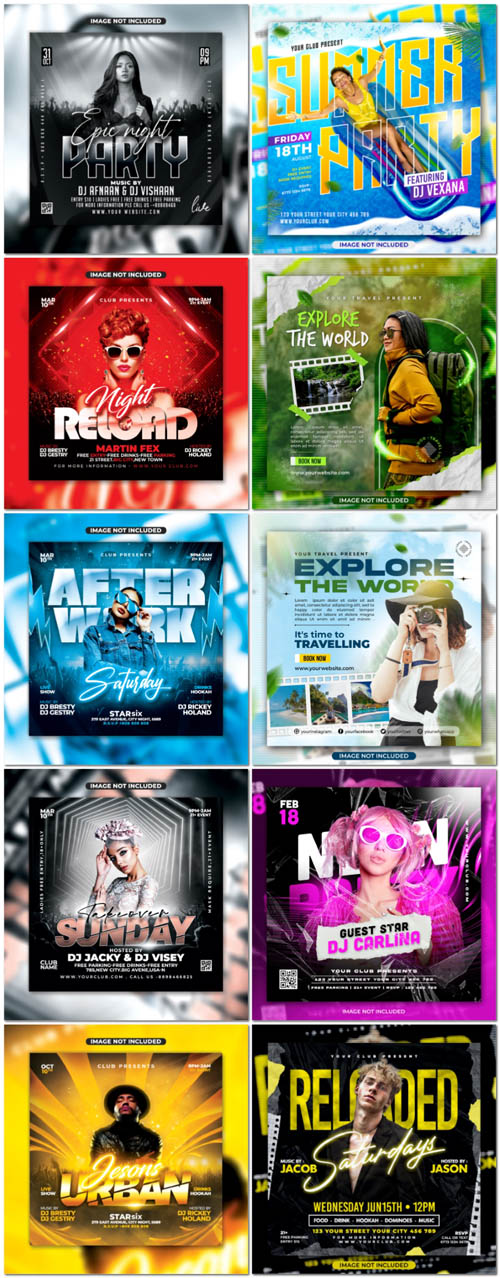 Flyer social media post, psd banner set vol 178