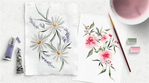 Beginner Watercolor Florals –  5 Easy Flowers Anyone can Paint! –  Download Free