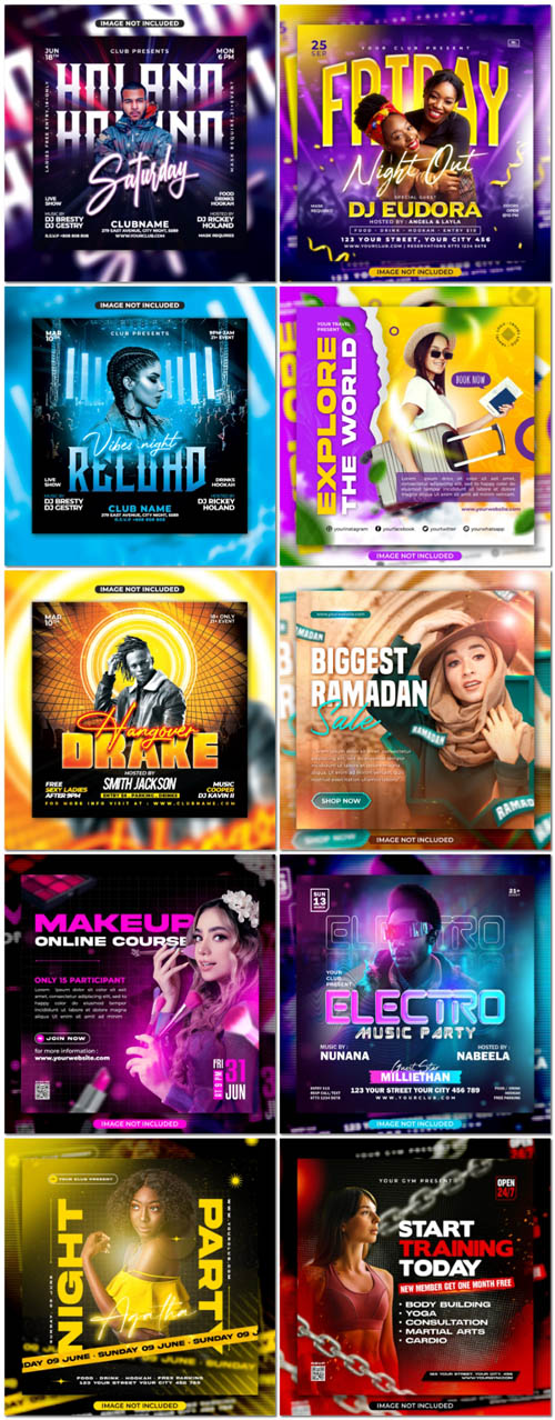 Flyer social media post, psd banner set vol 182