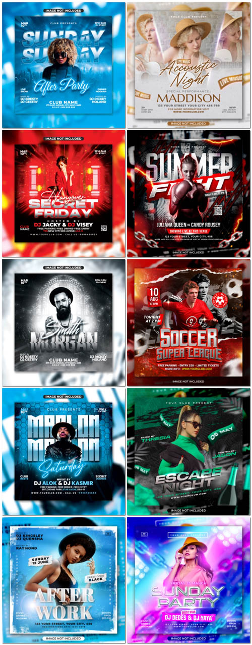 Flyer social media post, psd banner set vol 179