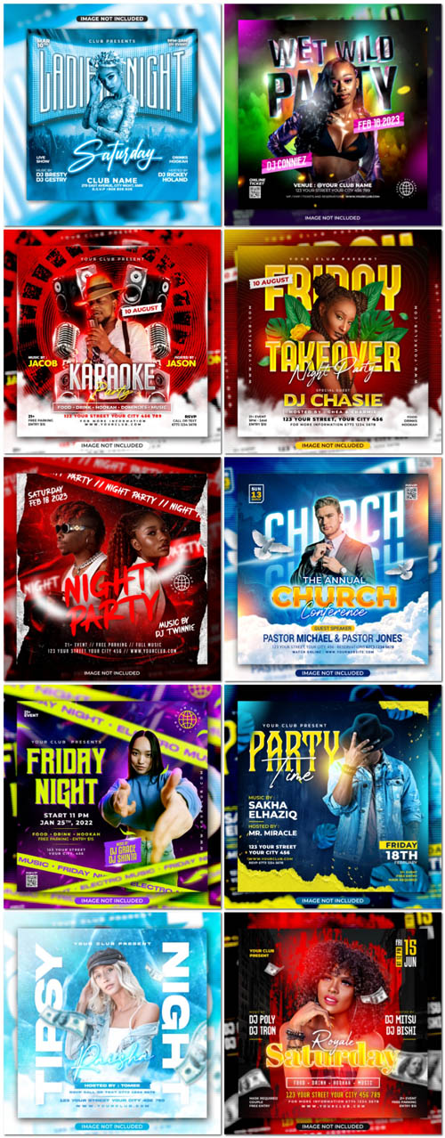 Flyer social media post, psd banner set vol 180