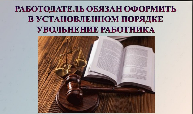 РАБОТОДАТЕЛЬ ОБЯЗАН ОФОРМИТЬ В УСТАНОВЛЕННОМ ПОРЯДКЕ УВОЛЬНЕНИЕ РАБОТНИКА