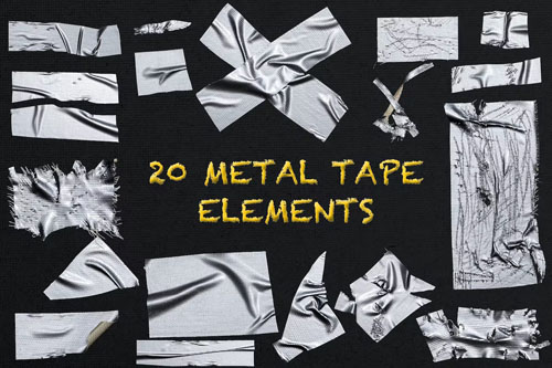 20 Realistic Metal Tape Isolated Object Overlays 