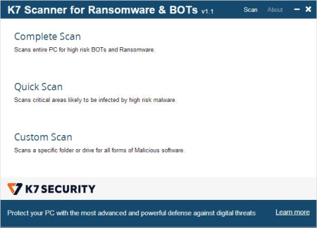 K7 Scanner for Ransomware & BOTs 1.0.0.330