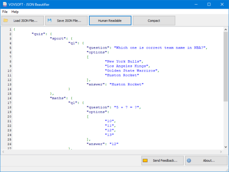 VovSoft JSON Beautifier 1.3