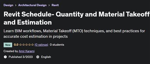 Revit Schedule- Quantity and Material Takeoff and Estimation