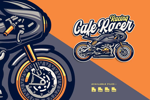 Racing Cafe Racer Motorcycle Automotive logo design Racing Cafe Racer Motorcycle Automotive logo design